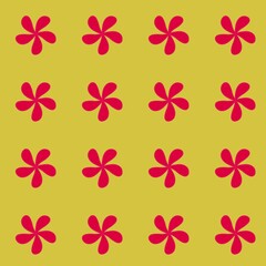Fototapeta premium illustration red flower. Hand Drawn Flowers. Red flower seamless pattern. red flower icon with yellow background.