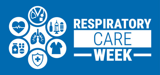 respiratory care week background, banner, card or poster design template is observed every year during October, to raise awareness about the mission. Vector illustration.