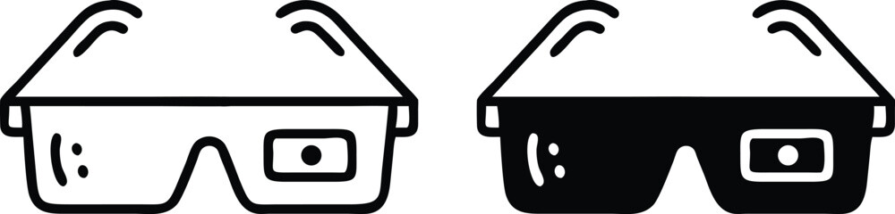 Smart Glasses Icon Set, Augmented Reality Eyewear Vector, Wearable Tech Symbol, Black White Silhouette Illustration