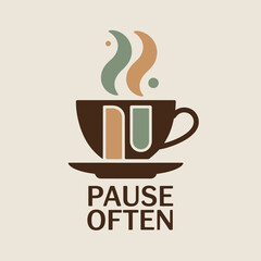 Stylized flat icon of a teacup with steam and 