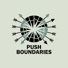 Cracked circular wall shattering under arrow impact symbolizing pushing boundaries and overcoming challenges concept vector