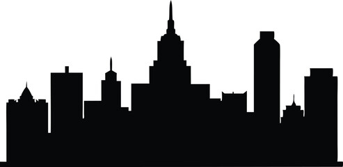 Obraz premium Boston Skyline Silhouette Vector Flat Design, Massachusetts Cityscape