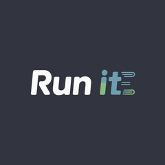 Modern clean tech font logo 'run it' with vibrant gradient elements and minimalist design for technology businesses vector