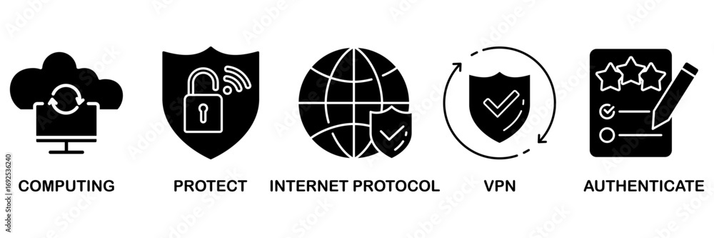 Poster ipsec icon set vector illustration concept for internet and protection network security with icon of