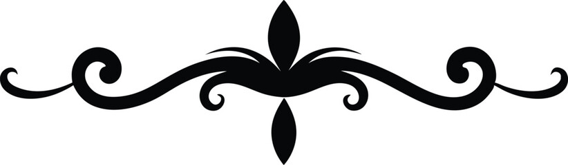 Vintage Ornamental Divider Silhouette, Baroque Scrollwork Vector Art