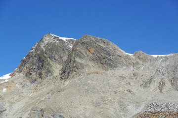 The view opening from the high hiking way from Tiefenbach glacier to Vent in Oetztal valley in the Austrian Alps 