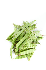 Fresh Green Pea Pods Isolated on White Background - Organic Vegetable Ingredient