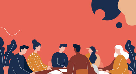 Diverse team collaborating in a vibrant modern office setting, discussing ideas and working together. Ideal for business, teamwork, and innovation concepts.