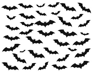 Black bats on a white background