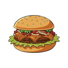 Delicious bbq pulled chicken sandwich with tangy sauce and creamy slaw illustration