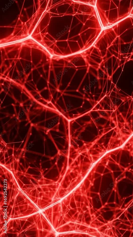 Poster abstract red glowing network connections against a dark background optimized for medical visuals and
