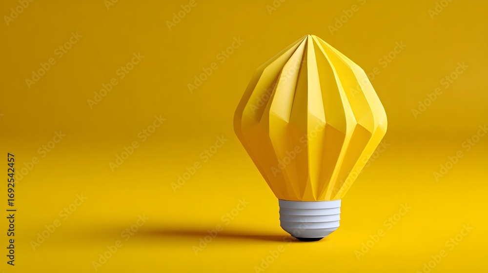 Poster a minimalist and creative design featuring a folded paper structure resembling a light bulb on a vib