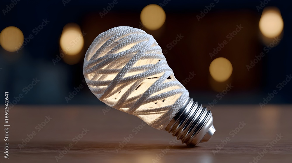Poster a modern, energy-efficient light bulb with a captivating geometric pattern and textured glass casing