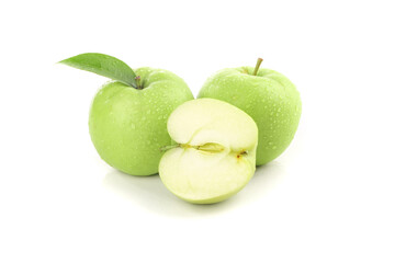 Fresh Green Shaanxi Apples Sweet Crisp Fruit Isolated White Background Food Presentation