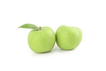 Fresh Green Apples with Water Drops on White Background - Healthy Fruit Photography