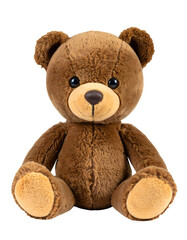 Obraz premium Cute brown teddy bear plush toy sitting with soft furry texture and friendly face on isolated background