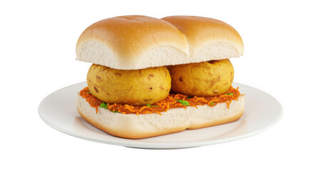 Delicious vada pav, a popular Indian street food snack with flavorful potato filling and chutney