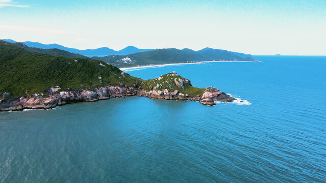 view, aerial, shore, coast, rocky, rock, stone, secret beach, florianopolis, santa catarina, brazil, nature, atlantic forest, forest, vegetation, coastal, ocean, sea, beach, coastline, sand, blue, tur