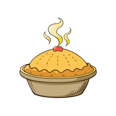 Delicious homemade chicken pot pie with a perfectly golden crust and visible steam rising