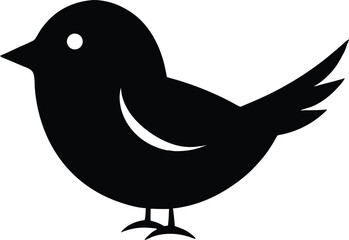 Cute Chickadee Bird Vector, Winter Songbird Silhouette Art