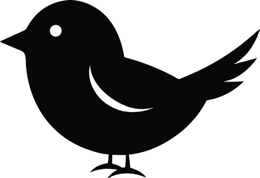Cute Chickadee Bird Vector, Winter Songbird Silhouette Art