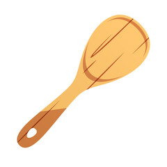 Wooden rice paddle vector isolated illustration