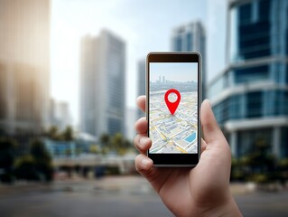 スマートフォンで地図アプリを使い位置情報を確認する手