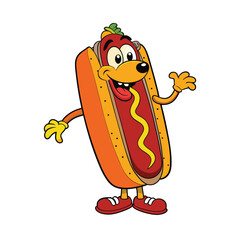 Delicious chili cheese dog with onions and mustard on a white bun vector illustration