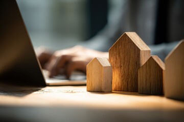 Wooden house models symbolize real estate investment opportunities representing property ownership mortgage finance and the path to long term wealth growth.