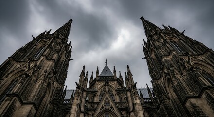 Gothic Cathedral Spires Under Overcast Sky
