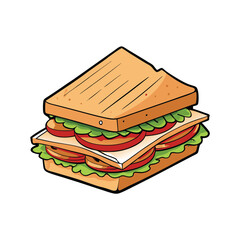 Delicious club sandwich illustration featuring turkey bacon lettuce and tomato layers