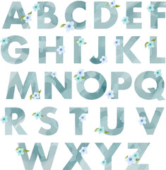 Blue alphabet vector flower