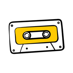 Audio Cassette Tape Retro Media hand drawing icon for web and graphic design