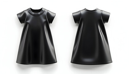 Showing Front and Back View of Isolated Black Dress