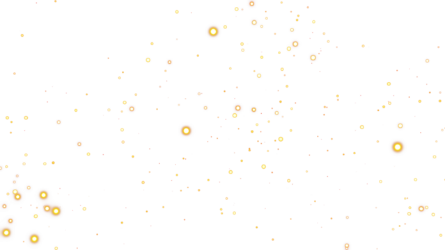 Golden glowing glimmer particles falling on a transparent background, isolated