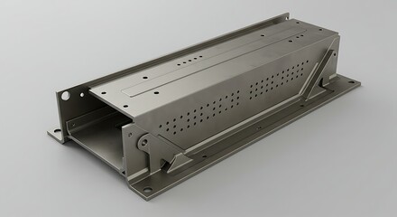 Metal component with holes and screws.