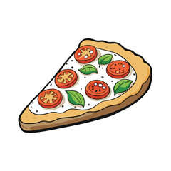 Delicious flatbread pizza topped with melted mozzarella cheese and fresh red tomatoes on a white background for advertising