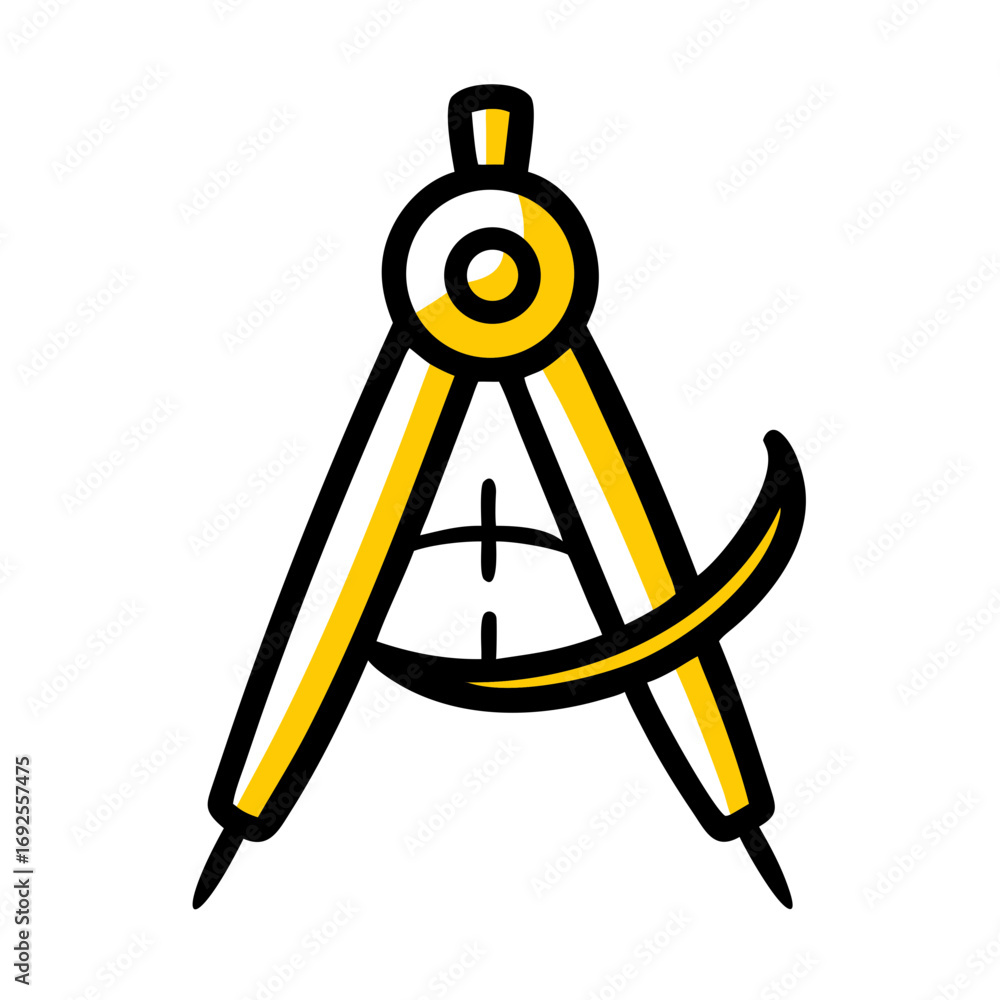 Poster compass navigation tool hand drawing icon for web and graphic design