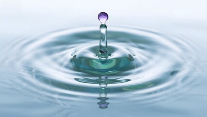 Water droplet creating ripples on a calm surface