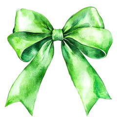 On a white background a single ribbon bow painted in watercolor style shows soft shading and subtle texture for a graceful finish.