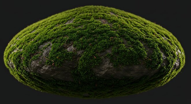 Moss covered stone sphere