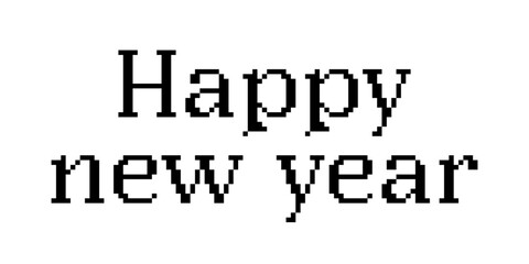 Happy new year 2026 calligraphy in pixel style vector art design. Vector illustration
