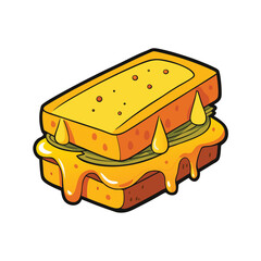 Delicious grilled cheese sandwich with gooey melted cheese on white bread vector illustration