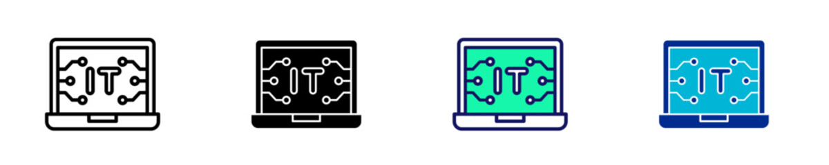 Laptop Code  Icon Set Multiple Style Collection