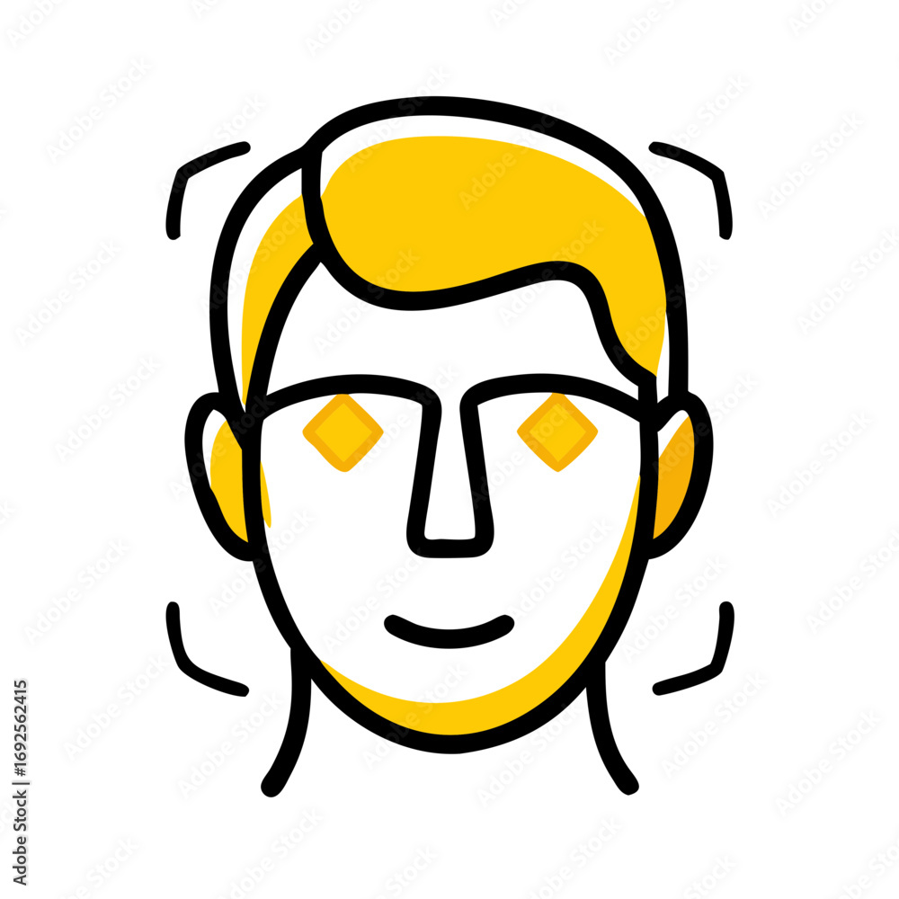 Poster face scan hand drawing icon for web and graphic design