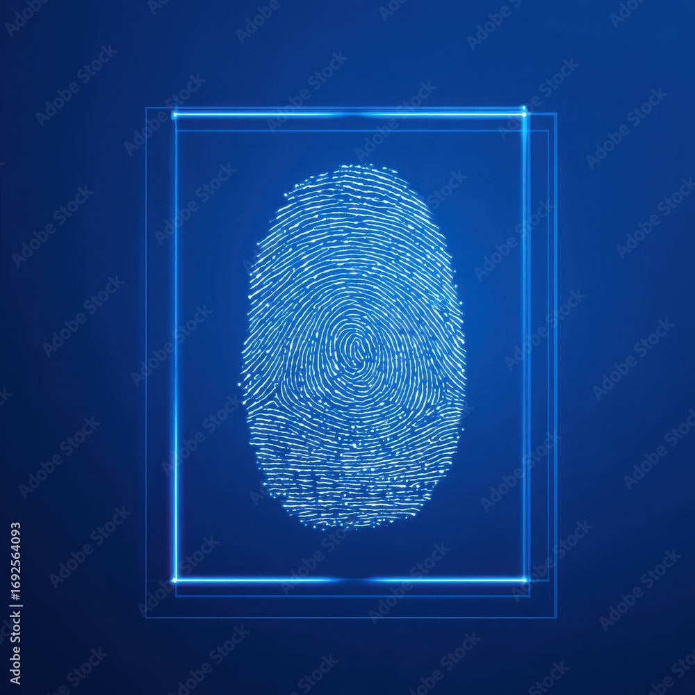 Aufkleber a futuristic of a fingerprint scanning system used for secure identification and authentication purp
