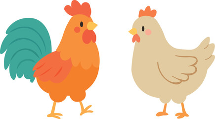Hen and chicken illustration
