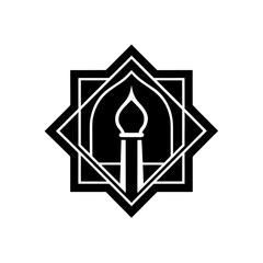 islamic arch emblem  dagger shape  geometric vecto