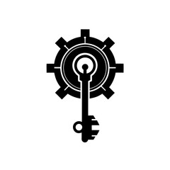 Obraz premium key with abstract lock mechanism icon 