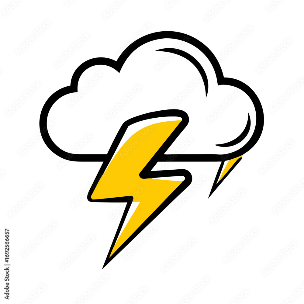 Poster lightning hand drawing icon for web and graphic design